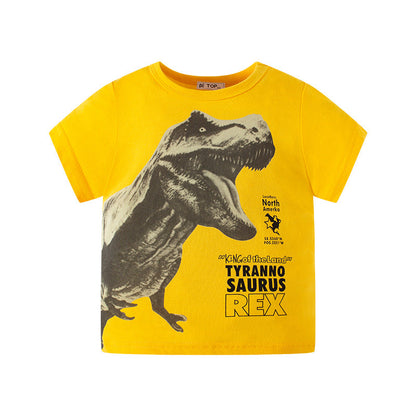 Hot children's clothing 2024 summer new three-dimensional dinosaur children's short-sleeved T-shirt boy baby clothes one piece consignment