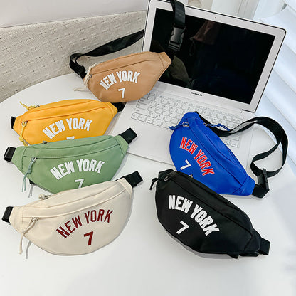 Children's letter shoulder bag casual versatile boy chest bag breathable Korean version boy baby waist bag travel letter bag