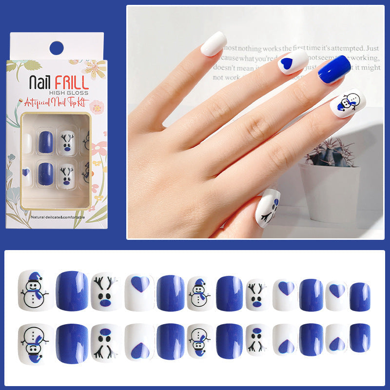 Christmas manicure wear nail Xiaohongshu hot sale high-end New Year nail tips wholesale patches short fake nail stickers