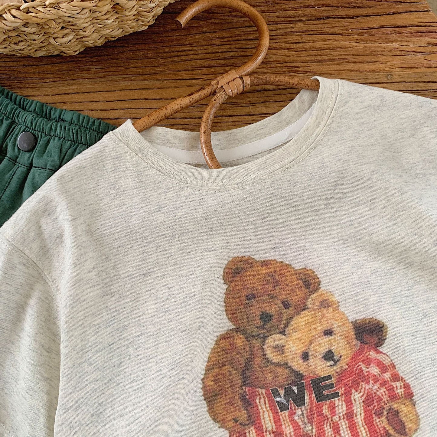 Children's T-shirt Bangcheng 2024 summer cartoon print short T new children's clothing two little bears boy short sleeve G0123