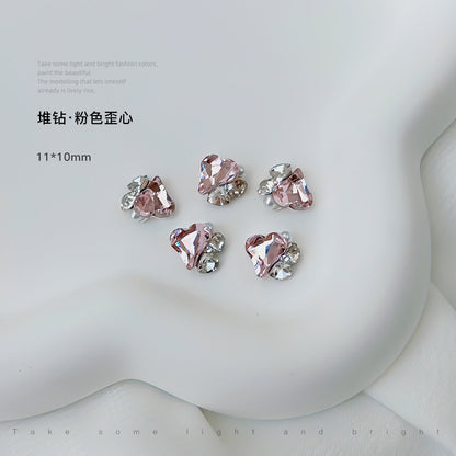 Nail art diamond jewelry wearable nail art pointed bottom crystal pile diamond finished product fat square pearl rhinestone diamond ball nail accessories