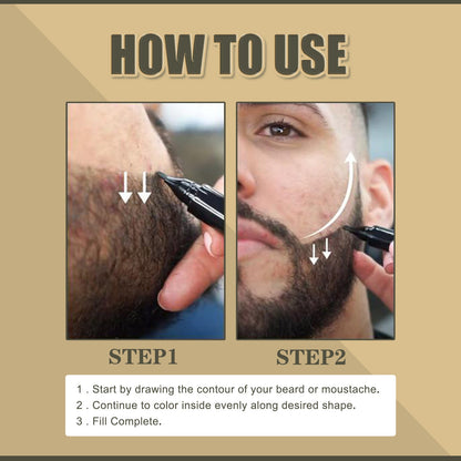 East Moon Beard Filler Pen Men's Beard Pen Waterproof Beard Brush Beard Styling Filler Pen 