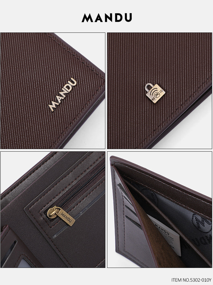 Wesson new men's wallet PU twill short cross-border European and American RFID anti-theft multi-function card holder wallet 