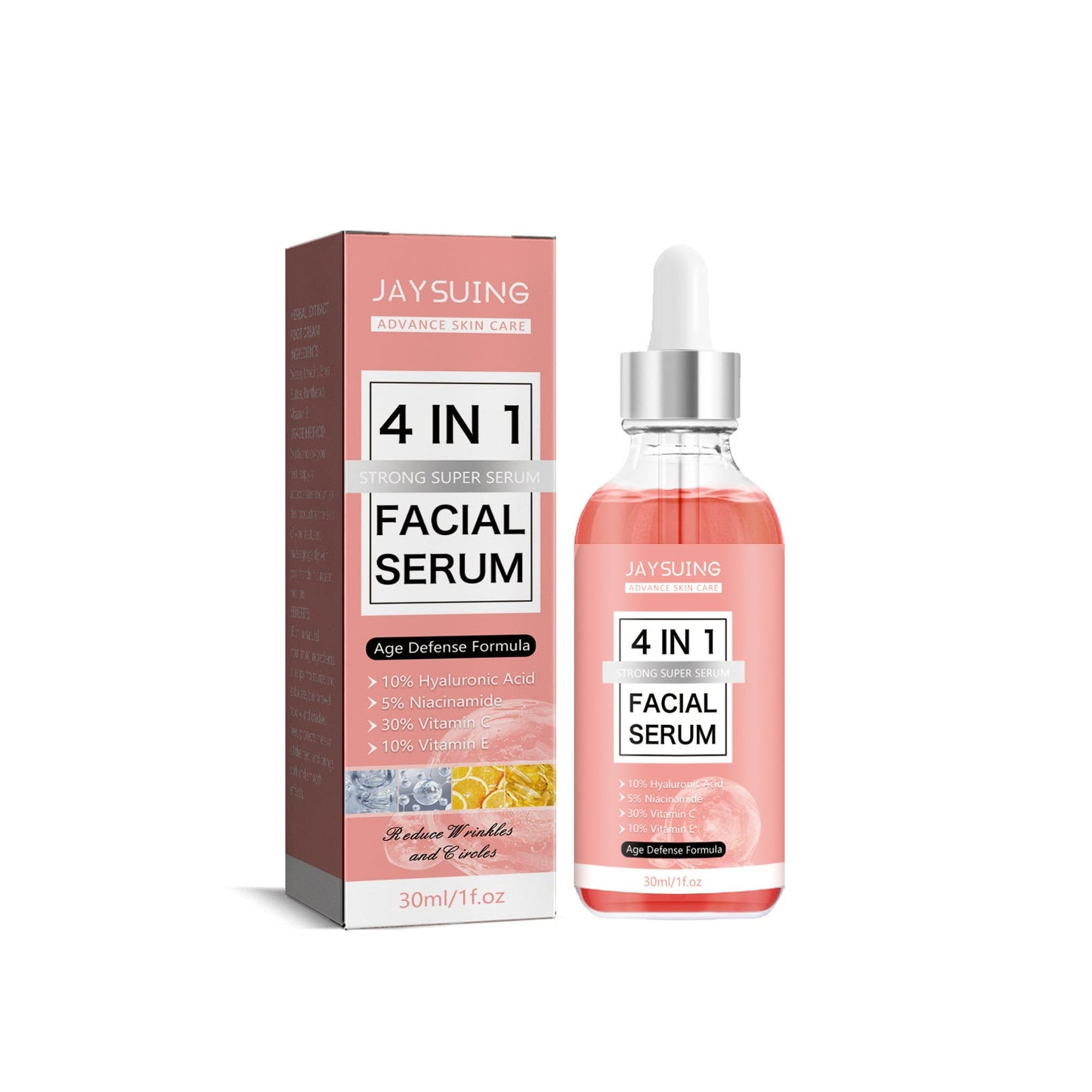 Jaysuing 4-in-1 Facial Serum ផ្តល់សំណើមដល់ស្បែក ផ្តល់សំណើមដល់ស្បែក ផ្តល់សំណើមដល់ស្បែក។ 