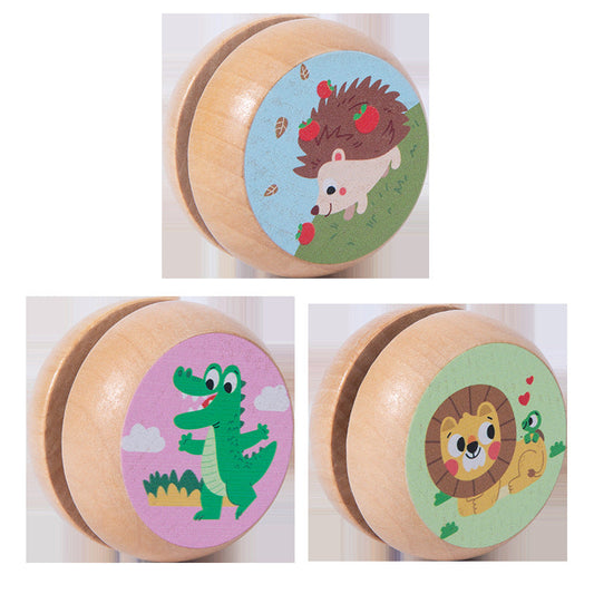 Children's wooden cartoon hedgehog crocodile lion yo-yo educational interactive birthday gift kindergarten early education toy