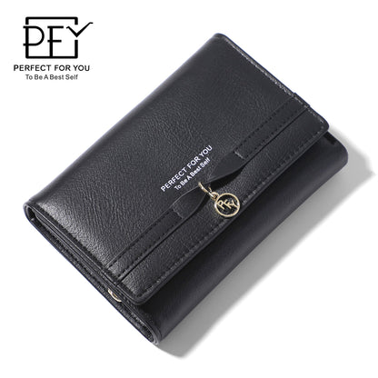 Simple and fashionable small fresh student three-fold niche wallet Japanese and Korean ladies' wallet with multiple card slots short wallet for women 