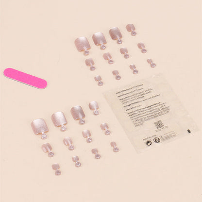 Toe nail wear wholesale 24 pieces of pink crystal cat eye nail patches removable and reusable false nails