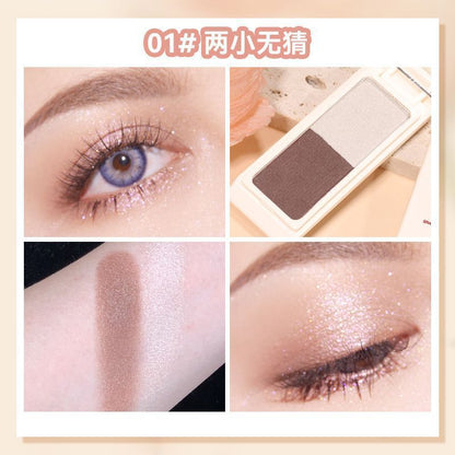 Makeup NOVO Crystal Color Eyes Two-color Eyeshadow Palette Matte Fine Flash Low Saturation Brown Earth Color INS Portable