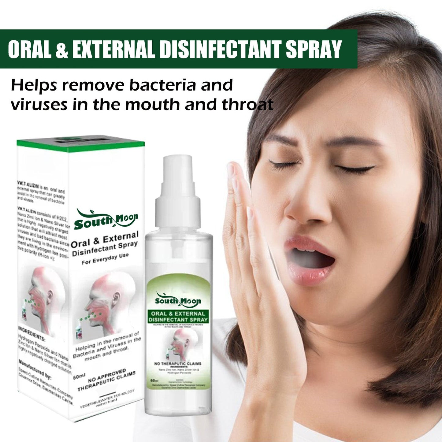 South Moon Oral Spray Relieves Dry Oral Itch Discomfort Gum Repair Bad Breath Breath Freshener 