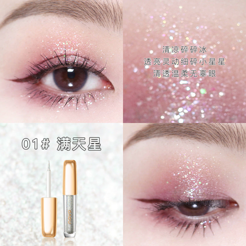 NOVO Crystal sparkling eye shadow រាវ pearlescent silkworm sequin glitter waterproof teardrop eye shadow ពណ៌តែមួយ 