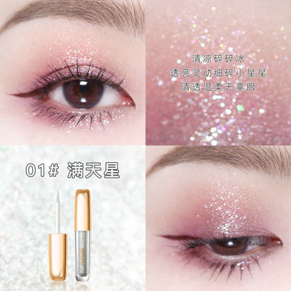 NOVO Crystal Sparkling Eyeshadow Pearlescent Silkworm Sequins Glitter Waterproof One Drop Tear Sparkling Monochrome Eyeshadow 