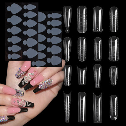 Silicone nail extension film 12 pieces of nail mold French stickers manicure crystal nail film mold piece no frosting no paper support extension glue 