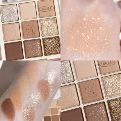 DIKALU Milk Tea Nine-color Eyeshadow Nine-grid Eyeshadow 9-color Transparent Acrylic Plate Bead Matte Nude Color Cross-border