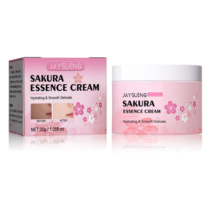 Jaysuing Sakura Essence Cream ផ្តល់សំណើម, ភ្លឺ, ធ្វើឱ្យស្រស់ស្អាត, ធ្វើអោយប្រសើរឡើងនូវភាពជ្រីវជ្រួញជ្រៅក្រែមផ្តល់សំណើម។ 