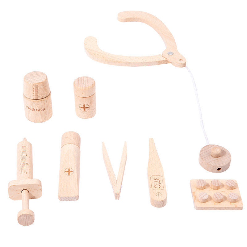 Wooden kindergarten doctor toy educational set baby play house children's building blocks stethoscope foreign trade wholesale