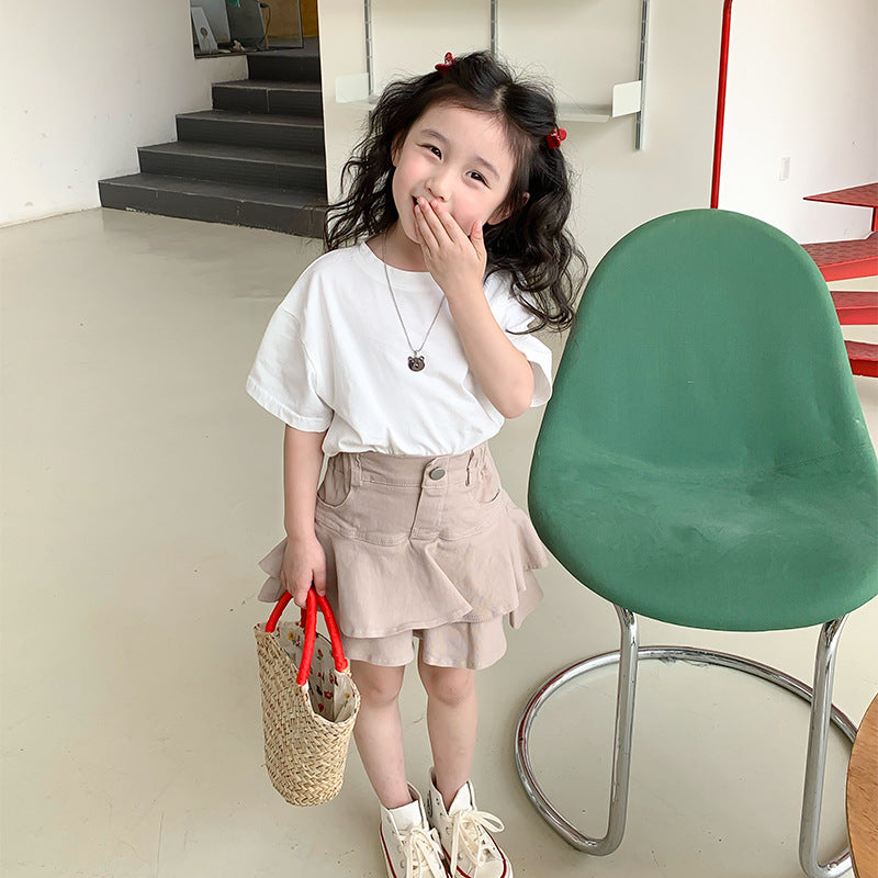 Korean children's clothing 2024 girls' skirts spring and summer new children's Korean style denim skirts girls fashionable short skirts