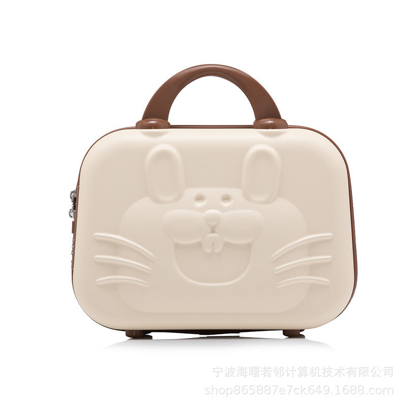 14 inch suitcase bearded rabbit password suitcase small suitcase women's cosmetics storage bag small and light 