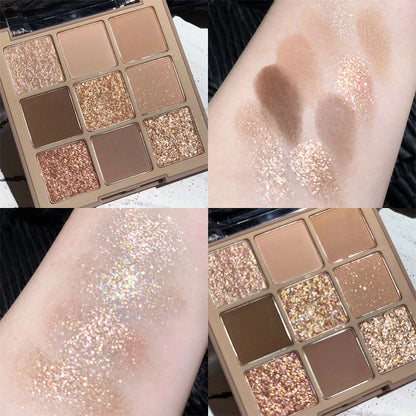 DIKALU milk tea nine-color eyeshadow palette transparent acrylic matte 9-color nude nine-square eyeshadow cross-border makeup