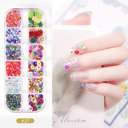 Nail accessories rhinestones flat bottom diamonds hollow rivet nail stickers diamond sequins colored diamonds flat bottom pearl shell pieces Japanese style