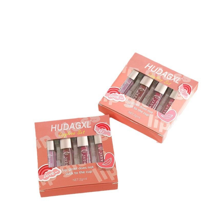 Cross-border exclusive liquid lip gloss lipstick set mini lip glaze for students non-fading non-stick lip gloss factory direct sales