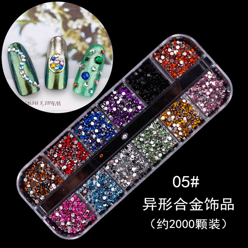 Nail accessories rhinestones flat bottom diamonds hollow rivet nail stickers diamond sequins colored diamonds flat bottom pearl shell pieces Japanese style