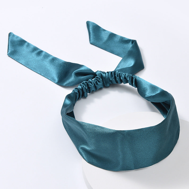 2024 new solid color cross headband Korean version simple simulation silk satin hair elastic elastic headband for women