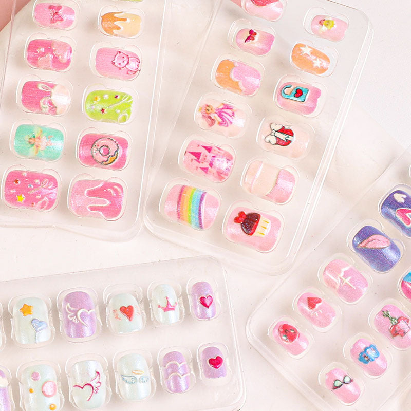 Children's cartoon nail stickers baby toy nail pieces finger wear nails new cute princess self-adhesive nail stickers