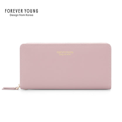 forever young wallet women's temperament handbag versatile fashion long mobile phone wallet anti-scratch leather wallet 