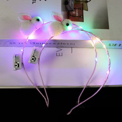 Internet celebrity new style rabbit luminous headband New Year rabbit year little rabbit headband flashing headdress push scan code small gift