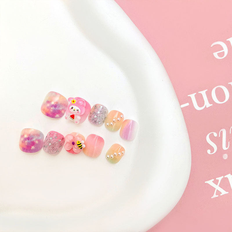 2024 new children's nail stickers girls nail stickers jelly glue cute nail stickers girls baby nail stickers 