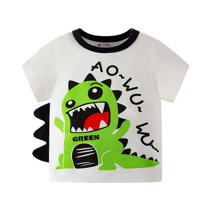 betop children's clothing Korean version dinosaur summer children's short-sleeved T-shirt cartoon pattern boy top half-sleeved sweatshirt