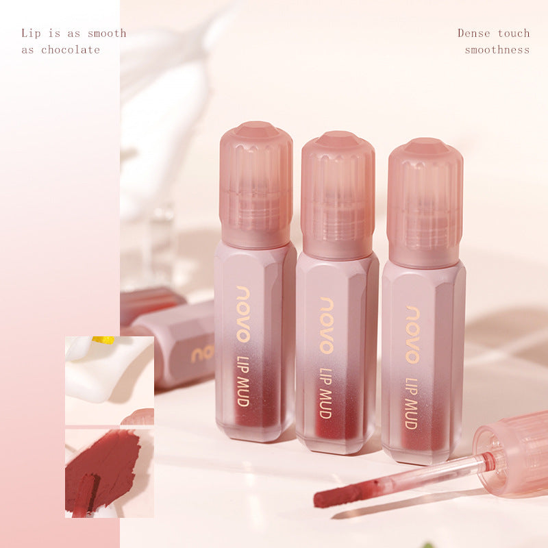 NOVO macaron sense matte lip mud matte lip glaze student velvet women white cloud cheek ក្រែមលាបមាត់ ដែលមានតម្លៃសមរម្យ