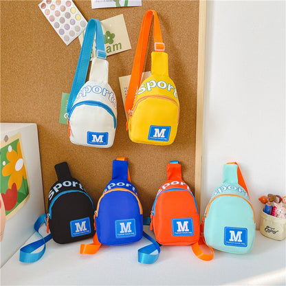 New style children's chest bag boys' trendy cool letter shoulder bag fashionable boys and girls coin purse children's outing crossbody bag 