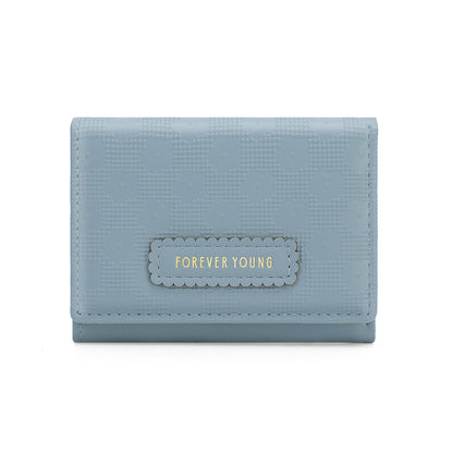 forever young cross-border wallet women's short three-fold multi-card slot pu card bag Korean version of the fashion coin purse 