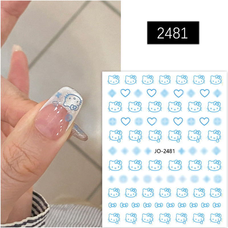 Nail stickers cute cartoon KT cat head star love Hello Kitty Kitty adhesive stickers nail decals wholesale