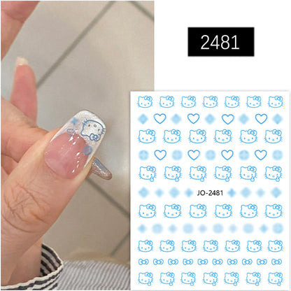 Nail stickers cute cartoon KT cat head star love Hello Kitty Kitty adhesive stickers nail decals wholesale