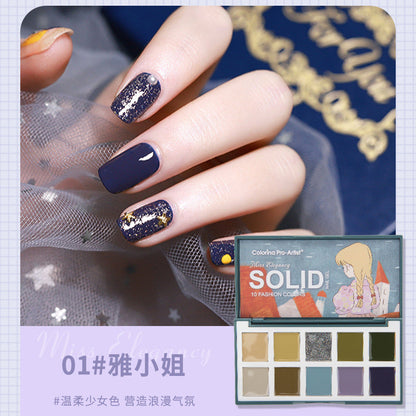 Factory direct sales 10 colors solid nail polish phototherapy nail glue canned solid cream painting glue nail shop dedicated 