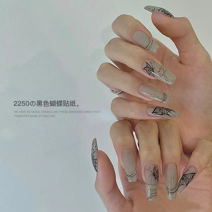 Nail stickers hollow elegant butterfly stickers three-dimensional fantasy color laser liquid butterfly fresh gold and silver aurora nail stickers