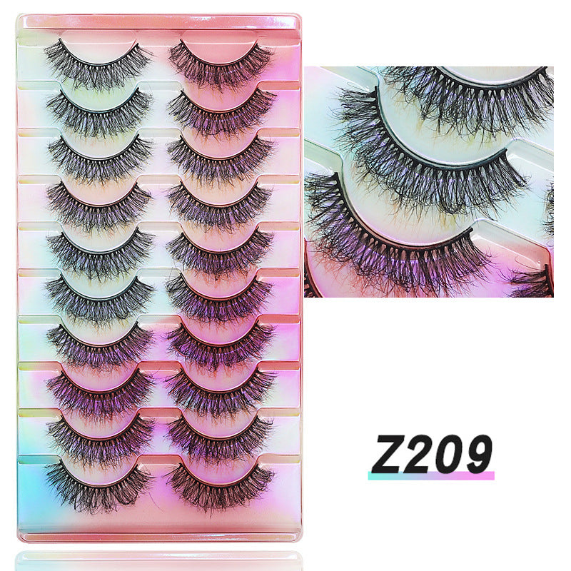 Dingsen false eyelashes manufacturer cross-border stable supply hot eyelashes European and American curling eyelashes 10 pairs