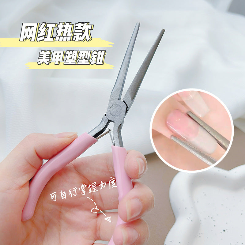 Nail tools wholesale pink handle long pointed nose shaping pliers construction extension nail special nail shaping clips