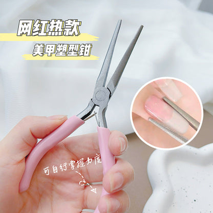 Nail tools wholesale pink handle long pointed nose shaping pliers construction extension nail special nail shaping clips