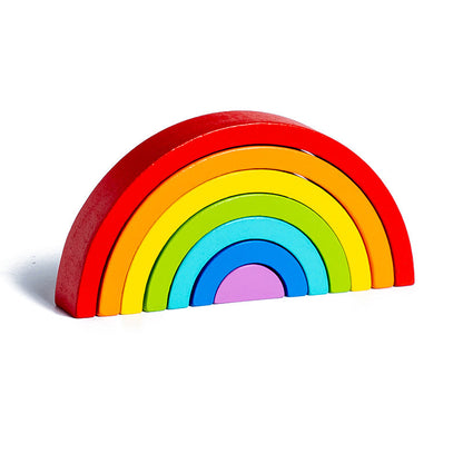 Wooden children's enlightenment puzzle kindergarten color cognition early education wooden building blocks stacking rainbow building blocks wholesale