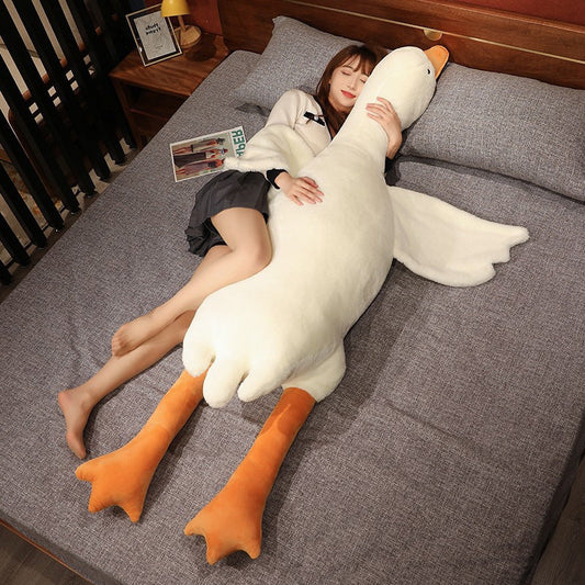 Internet celebrity big white goose doll plush toy baby prone sleeping long pillow comfort doll gift exhaust pillow