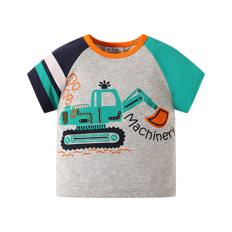 Summer clothes for boys short-sleeved T-shirts be top children's clothing with sleeves small and medium-sized children's summer pure cotton children's one-piece delivery