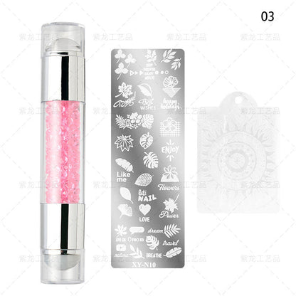 Finger Princess Nail Art Tool Set Double Head Silicone Stamp Acrylic Color Diamond Template Stamp Set Transfer Pen Tool