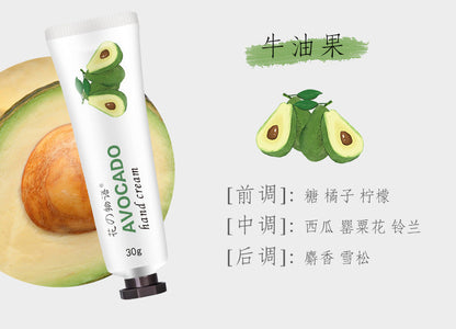 Flower Story Autumn and Winter Moisturizing Avocado Horse Oil Hand Cream 30g Gift Flower Fragrance Hand Cream Wholesale 