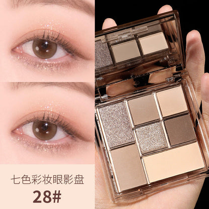 MEIBAOGE transparent seven-color eyeshadow palette earth pearl matte pink purple blush makeup tangram eyeshadow cross-border