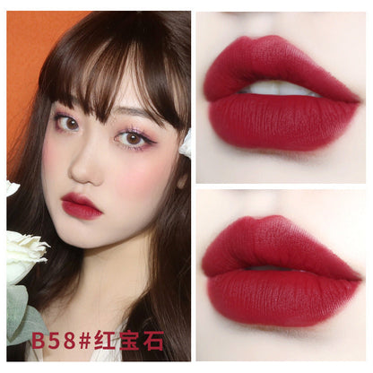 NOVO5266 fog velvet thin tube small gold bar lipstick ជាប់បានយូរ ផ្តល់សំណើមដល់បបូរមាត់ moisturizing matte Douyin same beauty makeup 