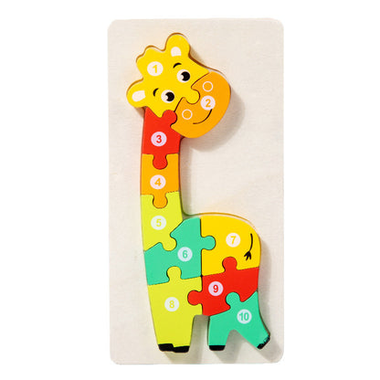 Wooden early education cognitive children's educational toys building blocks animal transportation shape matching 3d three-dimensional puzzle wholesale