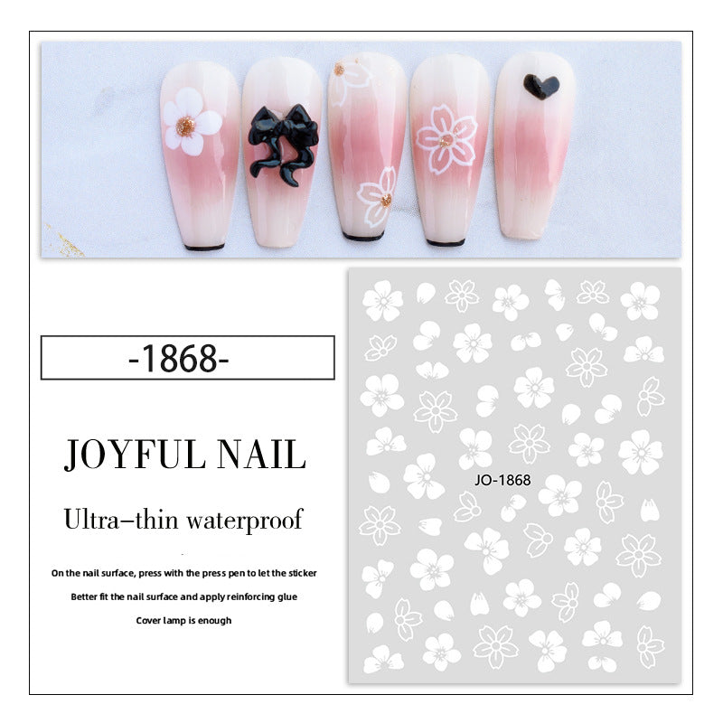 Nail stickers wholesale white flower ice flower stickers small white flower nail stickers waterproof with adhesive backing nail stickers